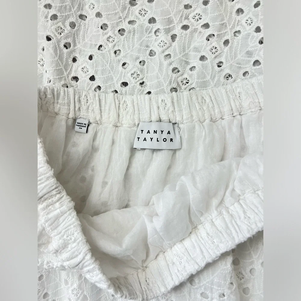 TANYA TAYLOR Sienna Eyelet Cotton Midi Skirt